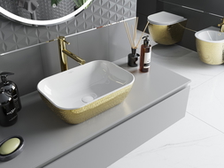 Mexen Rita Aufsatzwaschbecken 45 x 32 cm, Weiß/Gold - 21084554