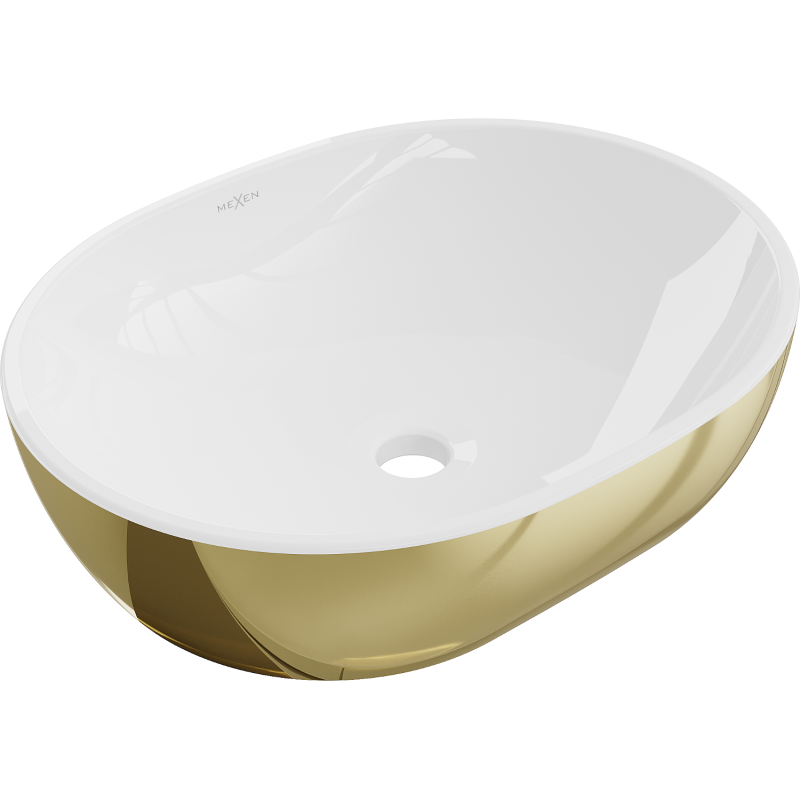 Mexen Viki Aufsatzwaschbecken 48 x 35 cm, weiß/gold - 21054806