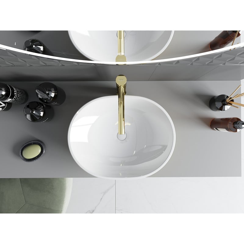 Mexen Viki Aufsatzwaschbecken 48 x 35 cm, weiß/gold - 21054806