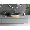 Mexen Viki Aufsatzwaschbecken 48 x 35 cm, schwarz matt/goldenes Linienmuster - 21054877