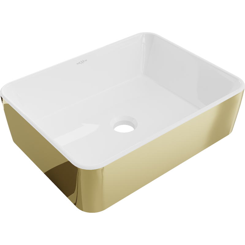 Mexen Catia Aufsatzwaschbecken 48 x 37 cm, weiß/gold - 21314806