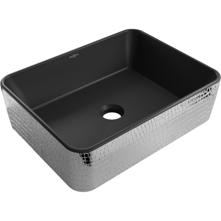 Mexen Catia Aufsatzwaschbecken 48 x 37 cm, Schwarz Matt/Silber Schuppenmuster - 21314872