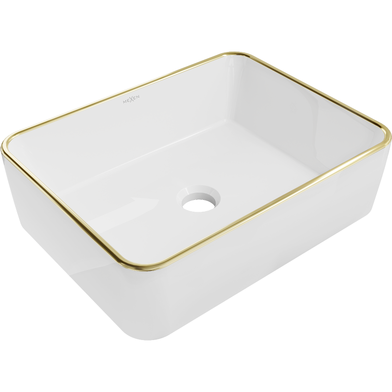 Mexen Catia Aufsatzwaschbecken 48 x 37 cm, weiß/goldener Rand - 21314805