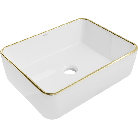 Mexen Catia Aufsatzwaschbecken 48 x 37 cm, weiß/goldene Kante - 21314805