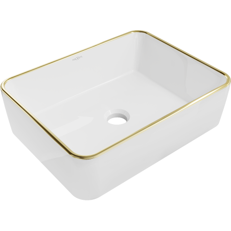 Mexen Catia Aufsatzwaschbecken 48 x 37 cm, weiß/goldener Rand - 21314805