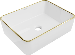 Mexen Catia Aufsatzwaschbecken 48 x 37 cm, weiß/goldene Kante - 21314805