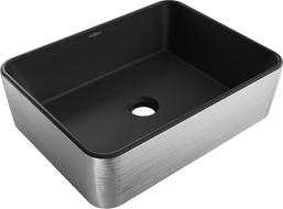 Mexen Catia Waschbecken Aufsatzwaschbecken 48 x 37 cm, schwarz matt/silbernes Linienmuster - 21314873