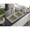 Mexen Mario granitspüle 2-becken mit küchenarmatur Duo, beige - 6504-69-671701-57-G