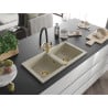 Mexen Mario Granitspüle 2-Kammer mit Küchenarmatur Duo, beige - 6504-69-671701-57-G