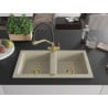 Mexen Mario Granitspüle 2-Kammer mit Küchenarmatur Duo, beige - 6504-69-671701-57-G