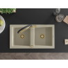 Mexen Mario granitspüle 2-becken mit küchenarmatur Duo, beige - 6504-69-671701-57-G