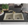 Mexen Mario Granitspüle 2-Becken mit Küchenarmatur Duo, beige - 6504-69-671701-57-B
