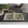 Mexen Mario granitspüle 2-Kammer mit Küchenarmatur Duo, beige - 6504-69-671701-57-B