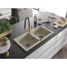 Mexen Mario Granitspüle 2-Becken mit Küchenarmatur Duo, beige - 6504-69-671701-57-B