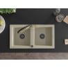 Mexen Mario Granitspüle 2-Becken mit Küchenarmatur Duo, beige - 6504-69-671701-57-B