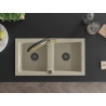 Mexen Mario Granitspüle 2-Kammern mit Küchenarmatur Duo, beige - 6504-69-671701-57-B