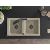 Mexen Mario Granitspüle, 2-Kammern mit Küchenarmatur Duo, beige - 6504-69-671701-70-B