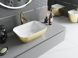 Mexen Rita Aufsatzwaschbecken 45 x 32 cm, Weiß/Gold - 21084553