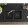 Mexen Mario Granitspüle 2-Kammern mit Küchenarmatur Duo, schwarz/gold metallic - 6504-75-671701-57-B