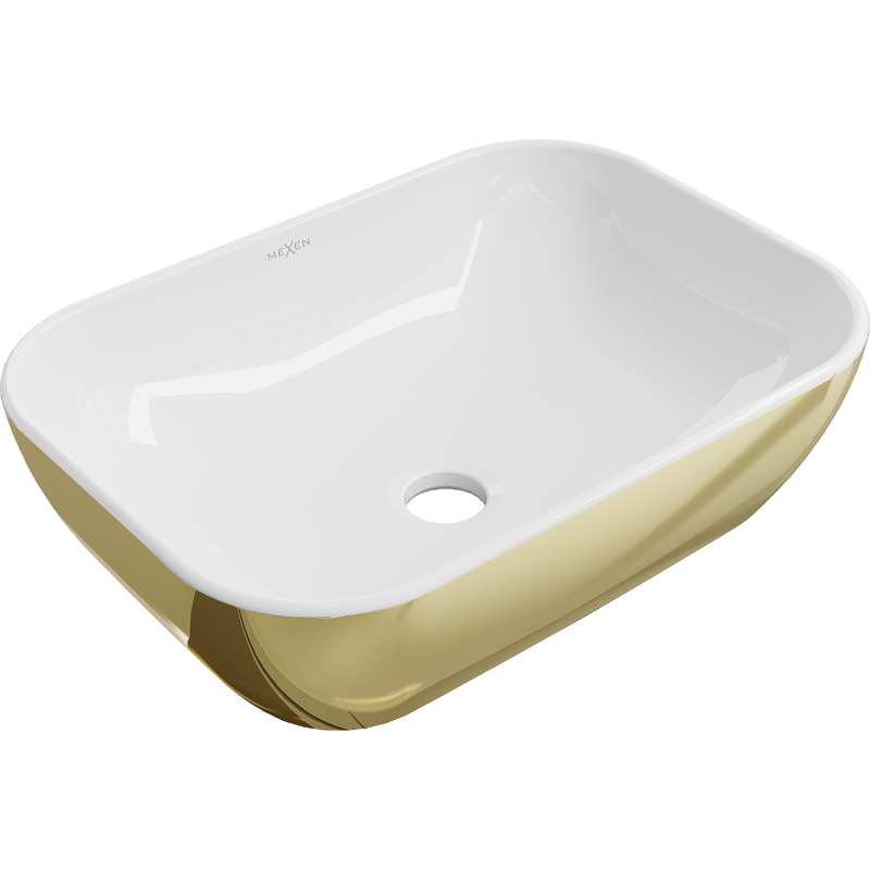 Mexen Rita Aufsatzwaschbecken 45 x 32 cm, weiß/gold - 21084506