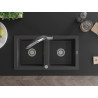 Mexen Mario 2-Kammer Granitspüle mit Küchenarmatur Duo, schwarz gesprenkelt - 6504-76-671701-07