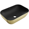 Mexen Rita Aufsatzwaschbecken 45 x 32 cm, schwarz matt/Gold Linienmuster - 21084577