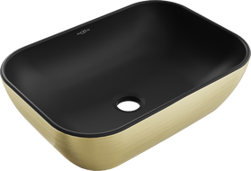 Mexen Rita Aufsatzwaschbecken 45 x 32 cm, schwarz matt/Gold Linienmuster - 21084577