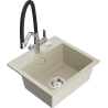 Mexen Milo Granitspüle 1-Becken mit Küchenarmatur Duo, beige - 6505-69-671701-07