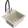 Mexen Milo Granitspüle 1-beckig mit Küchenarmatur Duo, beige - 6505-69-671701-07