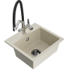 Mexen Milo Granitspüle 1-beckig mit Küchenarmatur Duo, beige - 6505-69-671701-07-B