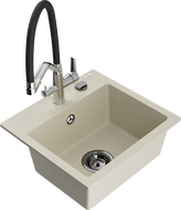 Mexen Milo Granitspüle 1-fach mit Küchenarmatur Duo, beige - 6505-69-671701-07-B