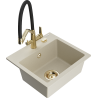 Mexen Milo Granitspüle 1-becken mit Küchenarmatur Duo, Beige - 6505-69-671701-57-G
