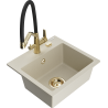 Mexen Milo granitspüle 1-kammer mit küchenarmatur Duo, beige - 6505-69-671701-57-G