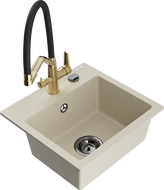 Mexen Milo Granitspüle 1-beckig mit Küchenarmatur Duo, beige - 6505-69-671701-57-B