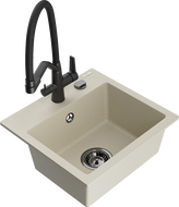 Mexen Milo 1-Becken Granitspüle mit Küchenarmatur Duo, beige - 6505-69-671701-70-B