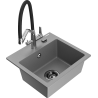 Mexen Milo 1-Becken Granitspüle mit Küchenarmatur Duo, grau - 6505-71-671701-07-B