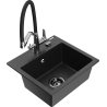 Mexen Milo Granitspüle 1-Becken mit Küchenarmatur Duo, schwarz/silber metallic - 6505-73-671701-07-B