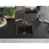 Mexen Milo Granitspüle 1-beckig mit Küchenarmatur Duo, schwarz/silber-metallic - 6505-73-671701-57-G