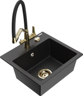 Mexen Milo Granit-Spülbecken 1-kommer, mit Küchenarmatur Duo, schwarz/silber metallic - 6505-73-671701-57-G