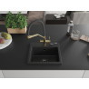Mexen Milo Granitspüle, 1-beckig, mit Küchenarmatur Duo, schwarz/silber metallic - 6505-73-671701-57-B