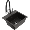 Mexen Milo Einbauspüle aus Granit mit 1 Becken und Küchenarmatur Duo, schwarz/gold metallic - 6505-75-671701-07-B