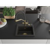 Mexen Milo Granitspüle 1-Becken mit Küchenarmatur Duo, schwarz/gold metallisch - 6505-75-671701-57-G