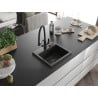 Mexen Milo Granitspüle 1-Becken mit Küchenarmatur Duo, schwarz/gold metallic - 6505-75-671701-70-B