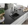 Mexen Milo Granitspüle 1-Becken mit Küchenarmatur Duo, schwarz/goldener Metallic - 6505-75-671701-70-B