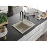 Mexen Enzo Granitspüle 1-Becken mit Abtropffläche und Küchenarmatur Duo, beige - 6506-69-671701-07