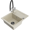 Mexen Enzo 1-Kammer-Gran-Spüle mit Abtropfbrett und Küchenarmatur Duo, beige - 6506-69-671701-07-B