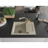 Mexen Enzo Granitspüle 1-beckig mit Abtropffläche und Küchenarmatur Duo, beige - 6506-69-671701-57-B