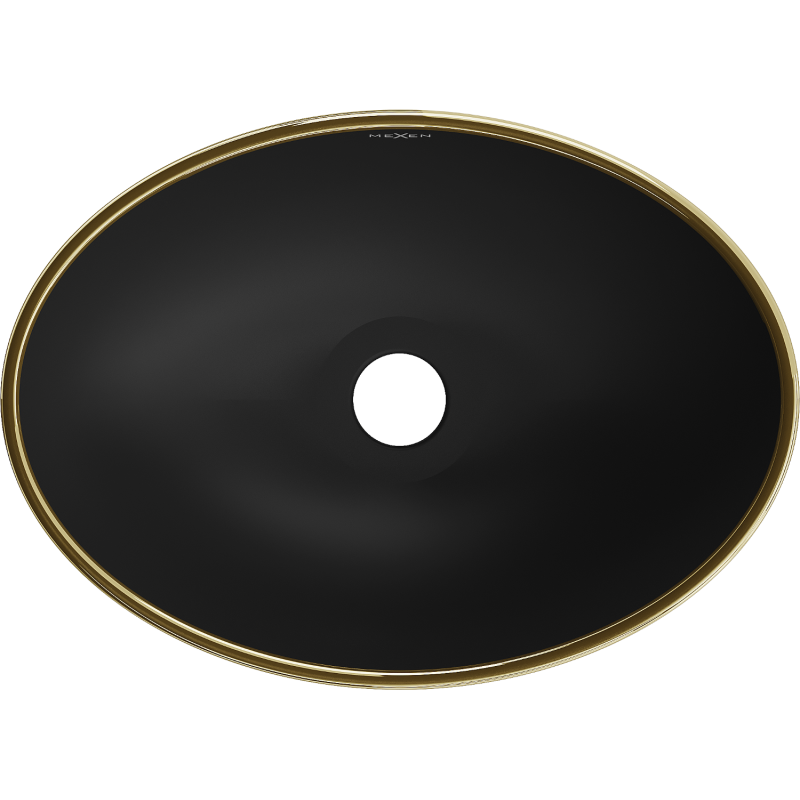 Mexen Elza Aufsatzwaschbecken 40 x 33 cm, schwarz matt/goldener Rand - 21014025