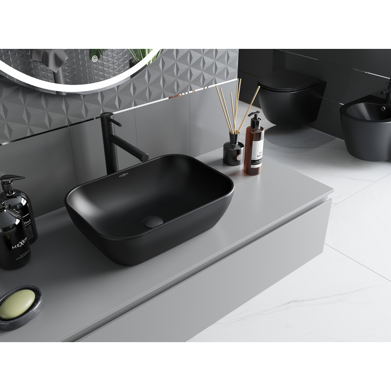Mexen Rita Aufsatzwaschbecken 45 x 32 cm, schwarz matt - 21084585
