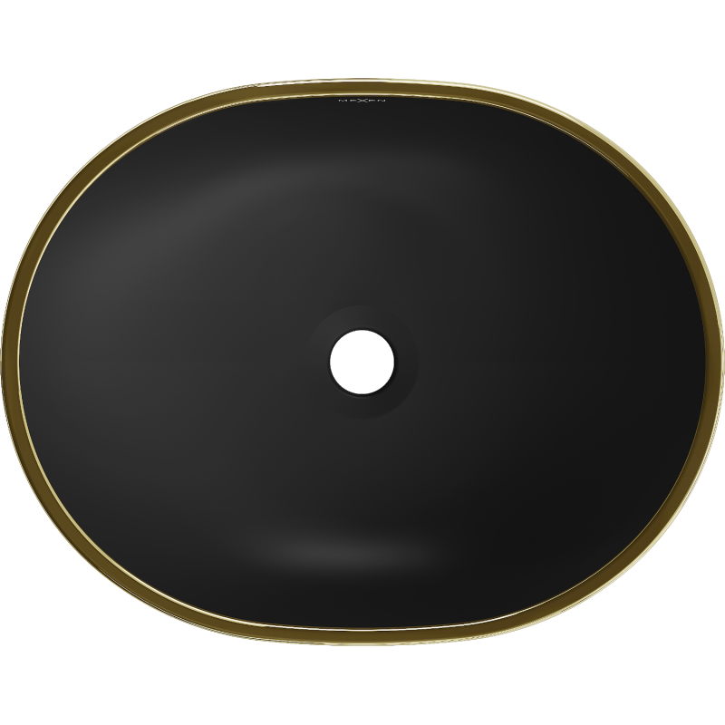 Mexen Viki Aufsatzwaschbecken 48 x 35 cm, schwarz matt/goldener Rand - 21054875